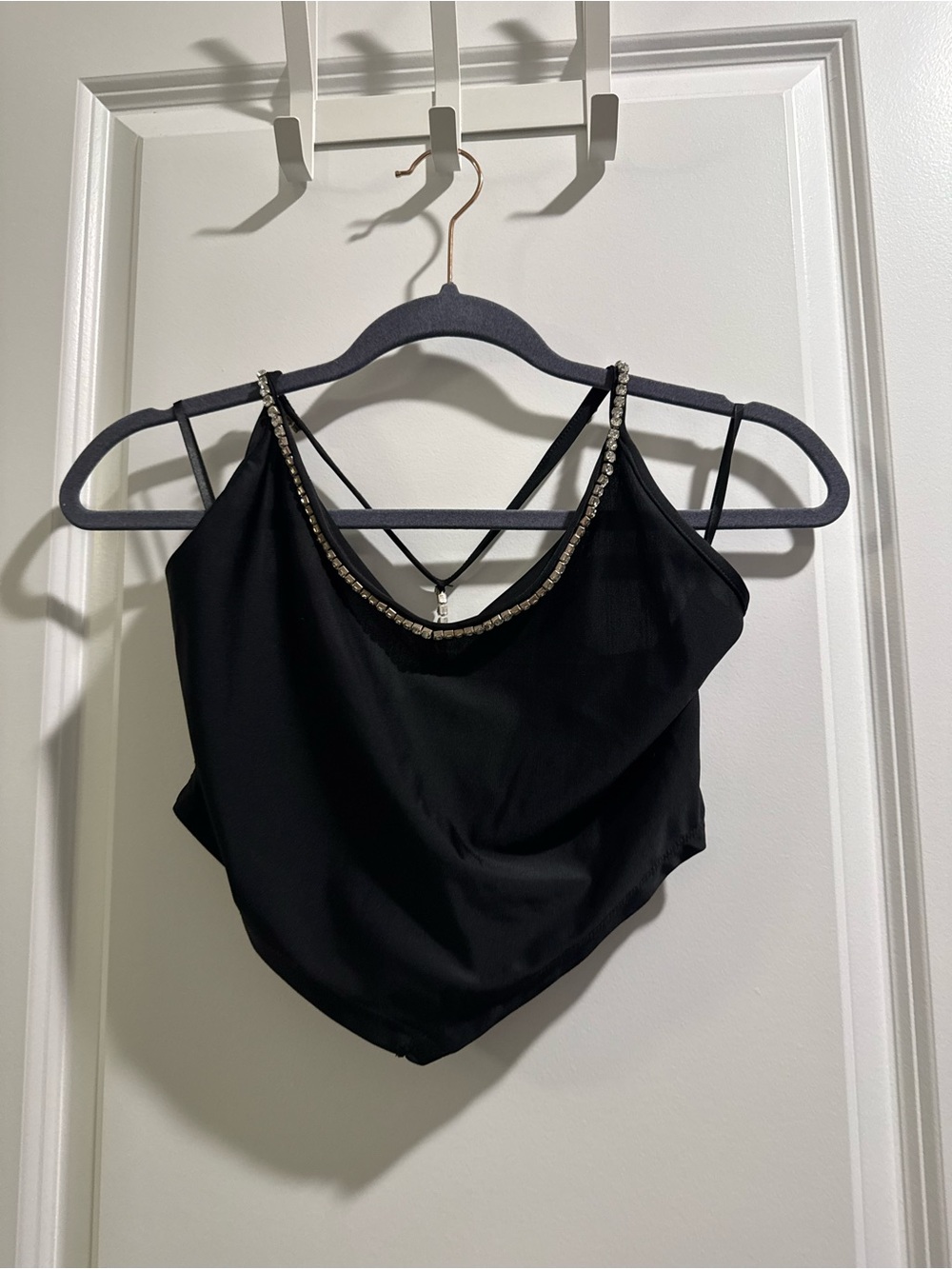 SHEIN Black Rhinestone Strap Camisole